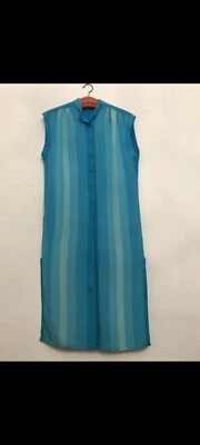 Vestido Louis Feraud azul seda a rayas Foto 1 de 4