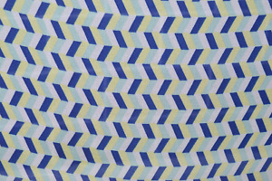 blue yellow geometric check print sheer drapey fabric 3 yards art deco