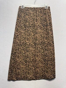 Vintage Dressbarn Small Black & Gold Floral Print Elastic Waist Midi Skirt - Picture 1 of 7