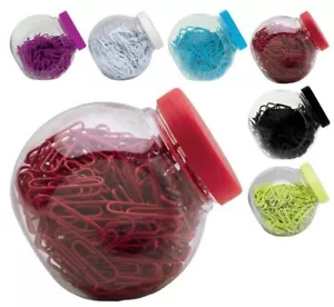 200 x Quality Assorted Mix Coloured Plain Paper Clips 27mm Steel Metal with Box - Picture 1 of 12