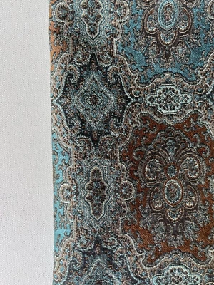 Kravet Aqua Copper Elegance   Fabric Remnant 24"x24" - Image 1 of 4