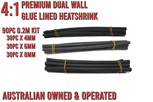 4-8mm 90Pc Kit Heat Shrink Tube 4:1 Dual Wall Glue Lined Wire Insulation Marine - Bild 1 von 1