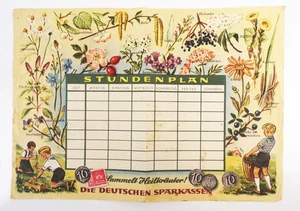 Age Schulstundenplan Medicinal Herbs And Healing Plants Sparkasse Metal 1955 GDR - Picture 1 of 2