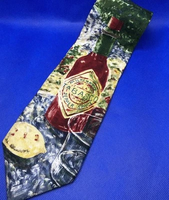 "Corbata de cuello de seda con estampado abstracto de salsa Tabasco para hombre Tabasco 4""X57""" Foto 1 de 4
