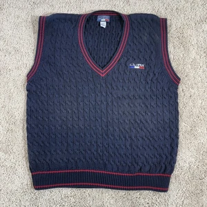 Vintage US Open Golf Collection Sweater Vest Men’s Large Cable Knit Cotton Blue - Picture 1 of 8