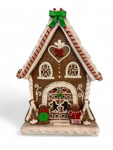 "Casa de pan de jengibre iluminada con temporizador de 13"" por Valerie Parr Hill QVC" - Imagen 1 de 12