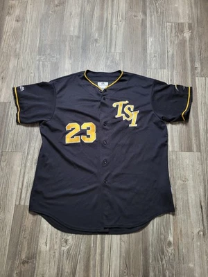 TSI Baseball Jersey Mens XL Black Yellow Majestic College Baseball Biohazard 23 - Изображение 1 из 4