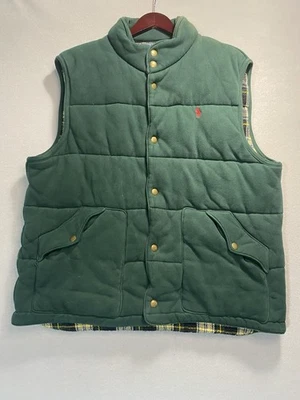 Chaleco acolchado vintage Polo Ralph Lauren verde bosque cremallera completa para hombre talla XL Foto 1 de 4