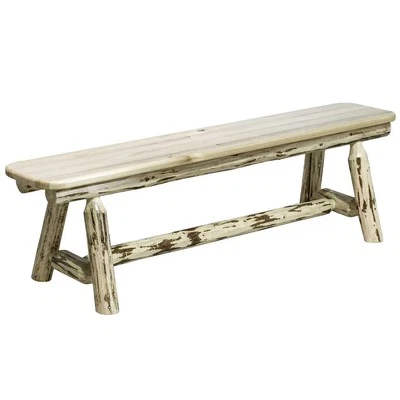 Montana Collection Plank Style Bench, 6 Foot, Clear Lacquer Finish - Image 1 of 2