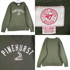 PINEHURST 47 Brand Spell Out Pullover Sweatshirt Green Golf XXL Flaw - Picture 1 of 9