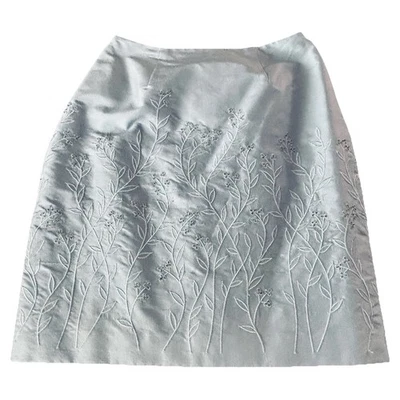Falda Hugo Buscati Azul Hielo Claro 100% Seda Talla 2 Elegantemente Bordada y Cuentas Foto 1 de 4