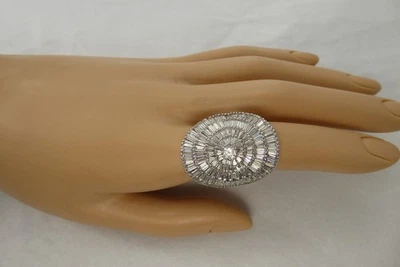 Anillo de cóctel cúpula enchapado en plata de ley 925 talla 6 pavé circonita cúpula llamativo para mujer Foto 1 de 4