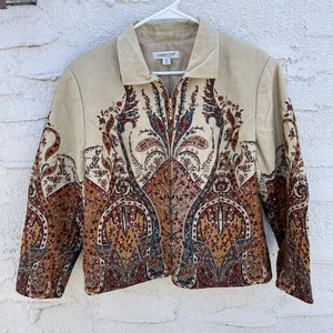 Coldwater Creek XL Jacke Paisley Print hellbraun Baumwollmischung Damen - Bild 1 von 5