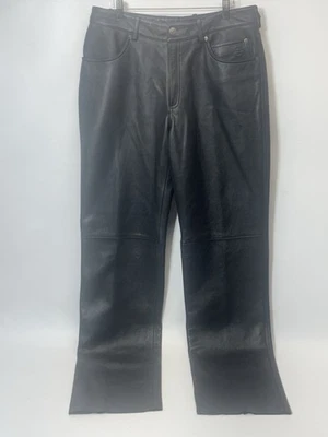 Pantalones de montar Harley-Davidson 34 de cuero negro para hombre | cuero negro Foto 1 de 4