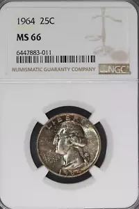 1964 Washington Quarter NGC MS66 Toned *DoubleJCoins* 9006-57 - Picture 1 of 2