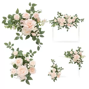 Ling's Moment 2pcs Wedding Floral Swag Welcome Sign Artificial Flowers Backdr... - Picture 1 of 6