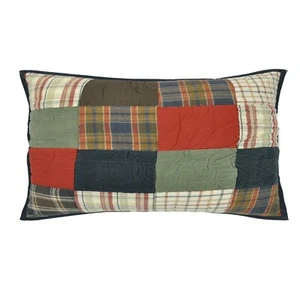 Suzure Multicolor Plaid Cotton Patchwork 20" x 36" King Pillow Sham - Picture 1 of 2
