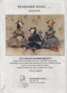 Victorian Bovine Beauty Pattern 23" Jointed Cow Doll 1890s Bathing Suit Dress - Bild 1 von 2