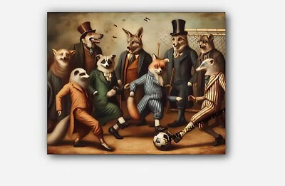 Playing Soccer humorous & surreal twist anthropomorphized Art #3 Reprint - Image 1 of 3
