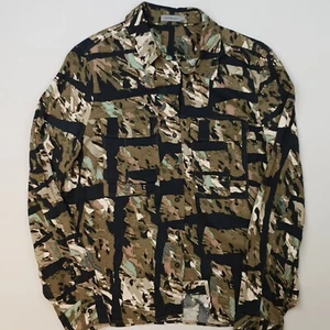 Camisa Camuflada Calvin Klein Mujer Grande Verde Utilitaria Ejército Militar 100% Viscosa - Imagen 1 de 12