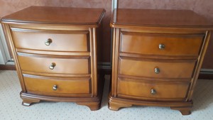 Petite Table D'appoint Ancienne En Merisier - Sellette Chevet Rognon Avec Tiroir