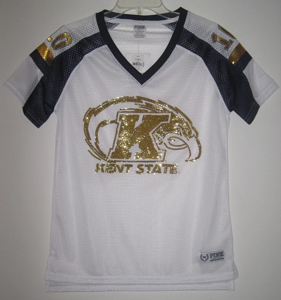 CAMISA JERSEY VICTORIA'S SECRET ROSA KENT STATE UNIVERSITY KSU LENTEJUELAS MALLA BLING Foto 1 de 4