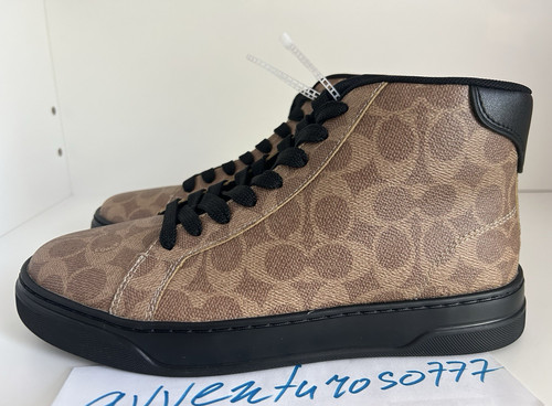 NUOVO Coach High Line sneaker da uomo alte in tela firmato taglia US 9 CY060