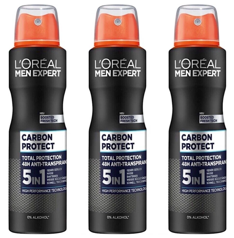 L'ORÉAL Loreal Men Expert Carbon Protect 5 in 1 Deo Spray 48h Deodorant Spray 3x 150ml