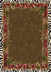 Milliken Red Vibrant Zebra Leopard Tropical Area Rug Floral Jungle Safari Ruby - Picture 1 of 9