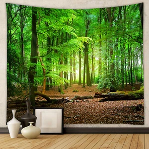 Sole foresta foglie cadute paesaggio naturale arazzo da appendere da parete arredamento casa - Foto 1 di 8