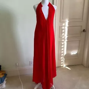 Maxi abito senza maniche Foundre rosso altalena in seta taglia 4 - Foto 1 di 9