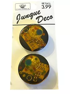 Vtg 1990s Carded Lucite Junque Deco Charm Buttons Coin Jewel Beads Chain 685 #24 - Picture 1 of 8