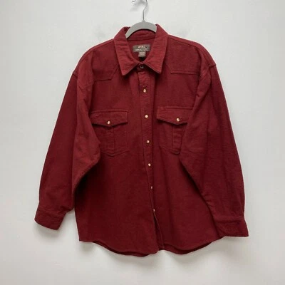 Moose Creek Burgundy Chamois Long Sleeve Pearl Snap Button Up 2-Pocket Shirt XL - Image 1 of 4