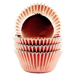Foil Cupcake Liners Standard Baking Cups 100 Pcs Rose Gold - Picture 1 of 6