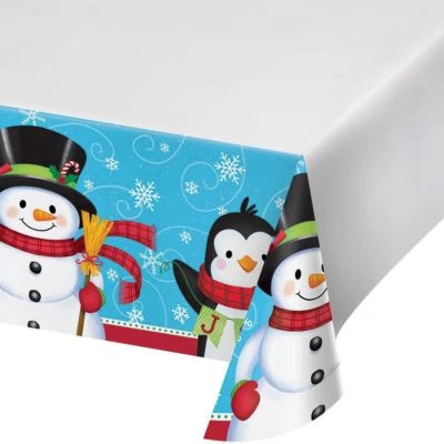 Snowman and Penguin Plastic Tablecover 54 x 102 - Image 1 of 2