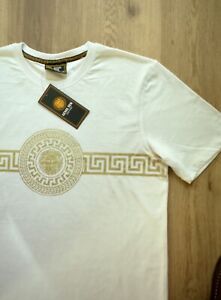 Level Ten Men’s T- Shirt White Gold Versace Pattern Size M