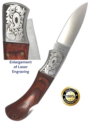 Rough Rider Folding Pocket Knife Wood Handle Laser Etched Bolster NEW in Box - Image 1 of 4