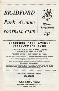 BRADFORD PARK AVENUE v ALTRINCHAM 1971/72 NORTHERN PREMIER LEAGUE - Picture 1 of 1