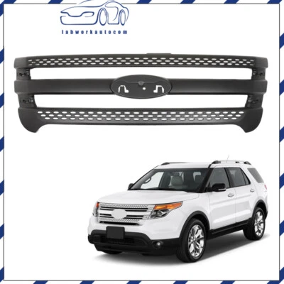 Fit For 2011-2015 Ford Explorer Upper Bumper Hood Grill Trim Overlay Matte Black Foto 1 de 4
