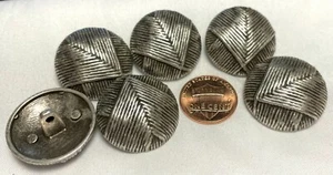 6 Large Heavy Domed Antique Silver Tone Metal Shank Buttons 1" 25mm 12601 - Picture 1 of 3