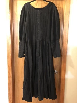 Victorian Western Steampunk Long Black Cotton Dress Size XL Reenactment Costume - Image 1 of 4