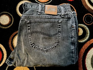 Vintage Lee Mens Jeans Black Denim Faded Waist 38 Length 32 (Tag 40/32) Vtg - Picture 1 of 7