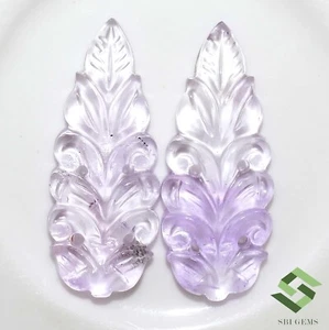 31x12 mm Natural Amethyst Handmade Carving Pair 22.93 CTS Loose Gems - Picture 1 of 6
