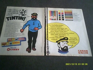 3 ZEICHNUNGEN WERBEPRESSE KAPITÄN SCHELLFISCH TINTIN MILOU HERGE - Bild 1 von 5