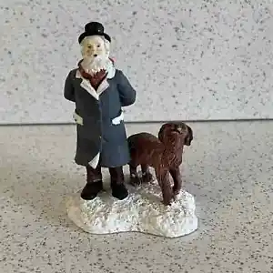 Mervyn's Village Square Man Walking With Dog 1991 Figurine Holiday Christmas - Picture 1 of 10