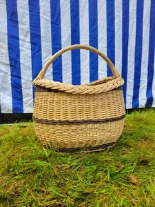 Long Willow Basket with Braided Rim – Tall Handwoven Wicker Basket - Picture 1 of 7