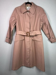 Vintage Pioggia Count Romi 70er Jahre italienischer rosa pfirsichfarbener Gürtel Trenchcoat Damen 10 - Bild 1 von 14