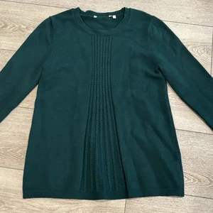 Soft Surroundings Forest Green Cable Knit Crew Neck Tunic Sweater Womens Large - Picture 1 of 7