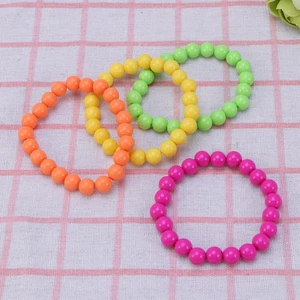 4 Stück Neon Perlen Armband Kunststoff Perlen Armbänder für Kinder Mädchen bunt - Bild 1 von 12