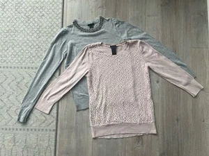 ANN TAYLOR Lightweight Sweater Sweatshirt, Lace Jeweled, Set of 2, XS, Free Ship - Picture 1 of 9
